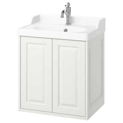 TÄNNFORSEN / RUTSJÖN Wash-stnd w doors/wash-basin/tap, white, 62x49x74 cm