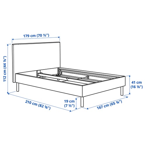 TÄRNKULLEN Upholstered bed frame, Tibbleby beige/grey/Luröy, 160x200 cm