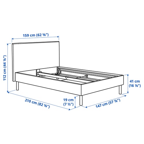 TÄRNKULLEN Upholstered bed frame, Tibbleby beige/grey, 140x200 cm