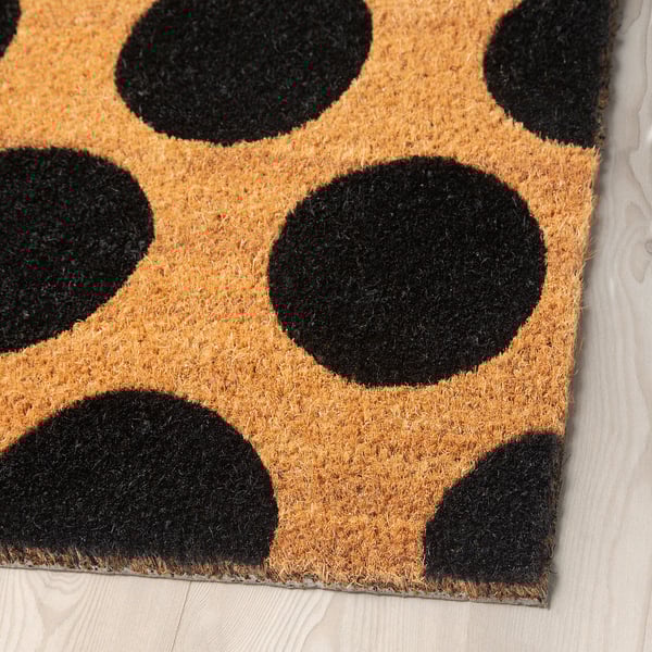 TÅGFORDON Door mat, black/dot pattern, 40x60 cm