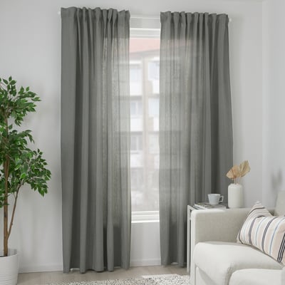 TIBAST Room darkening curtains, 1 pair, dark green/with heading tape, 145x300 cm