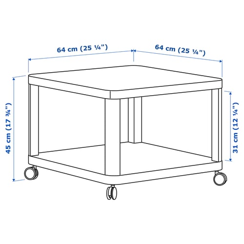 tingby طاولة جانبية على عجلات أبيض 64x64 سم ikea