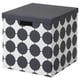 TJENA Storage box with lid, white black/dotted, 32x35x32 cm