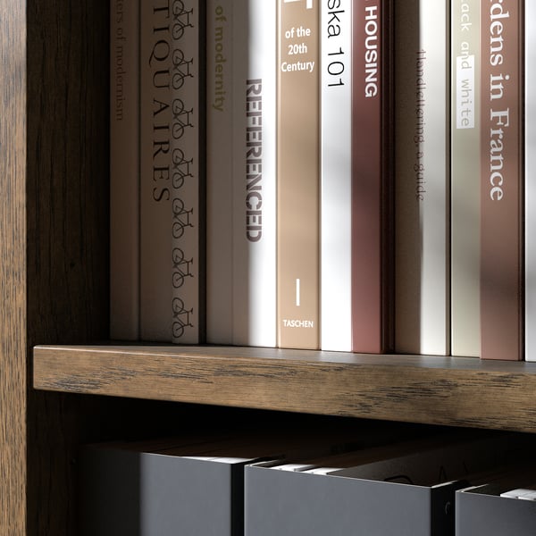 TONSTAD Shelving unit, brown stained oak veneer, 121x37x120 cm
