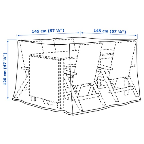TOSTERÖ Cover for furniture set, dining set/black, 145x145 cm