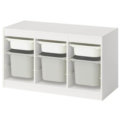 TROFAST Storage combination with boxes, white white/grey, 99x44x56 cm