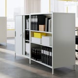 TROTTEN Cabinet with sliding doors, white, 80x55x110 cm