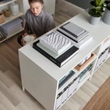 TROTTEN Cabinet with sliding doors, white, 80x55x75 cm