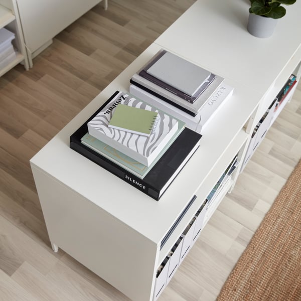 TROTTEN Cabinet with sliding doors, white, 80x55x75 cm