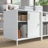 TROTTEN Cabinet with sliding doors, white, 80x55x75 cm