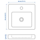 TVÄLLEN Wash-basin with water trap, white, 44x43 cm