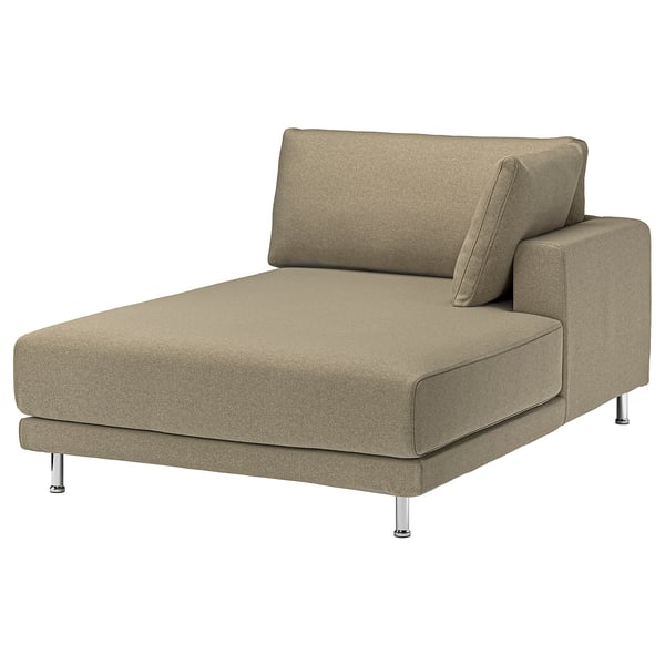 UPPÅKRA Chaise longue module, with armrest right/Johanneshov brown-beige