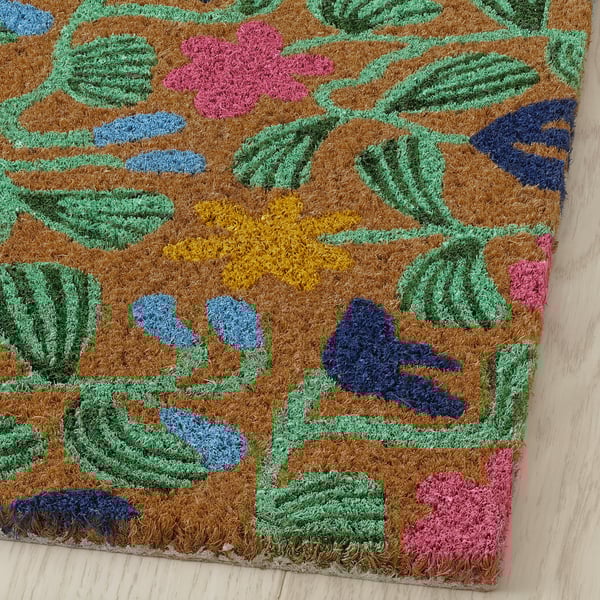 VÄGKURVA Door mat, indoor, multicolour/floral pattern, 40x60 cm