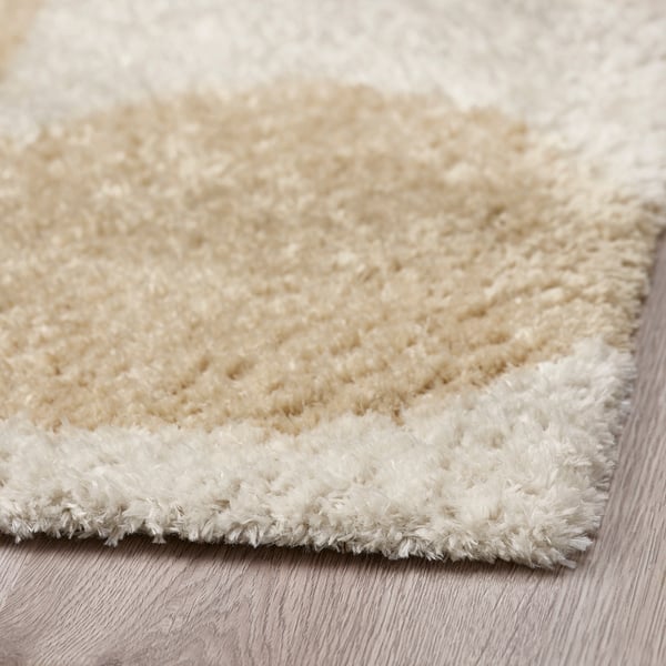 VÄGTRUMMA Rug, high pile, off-white/beige, 160x230 cm