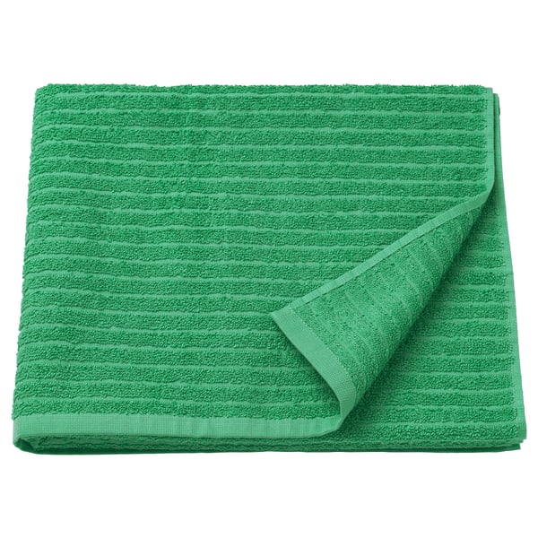VÅGSJÖN Bath towel, bright green, 70x140 cm