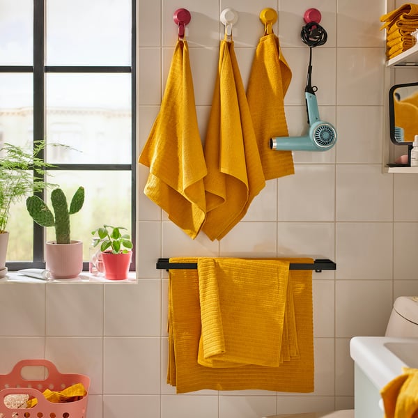 VÅGSJÖN Hand towel, golden-yellow, 40x70 cm