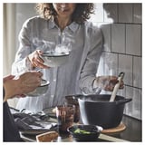 VARDAGEN Pot with lid, enamelled cast iron matt/black, 3 l