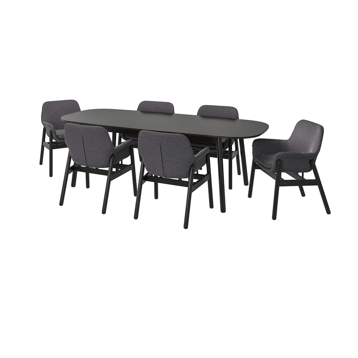 VEDBO / VEDBO table and 6 chairs, black/black, 240x105 cm IKEA