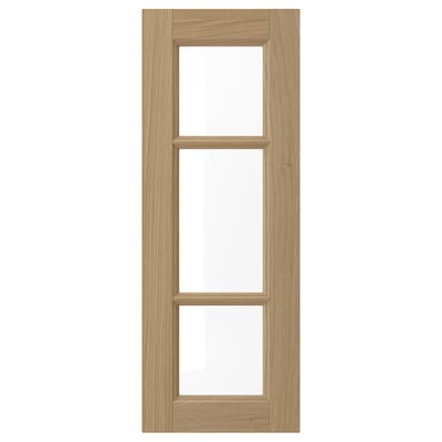 VEDHAMN Glass door, oak, 30x80 cm