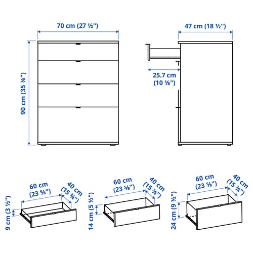 Illustration with measurements for the product: VIHALS.