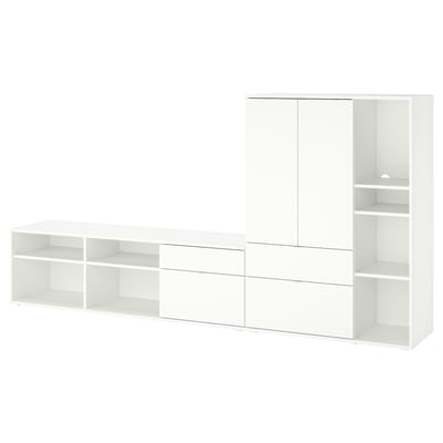 VIHALS TV/storage combination, white, 285x37x140 cm