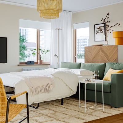 VIMLE 3-seat sofa-bed, Knäbäck grey-green