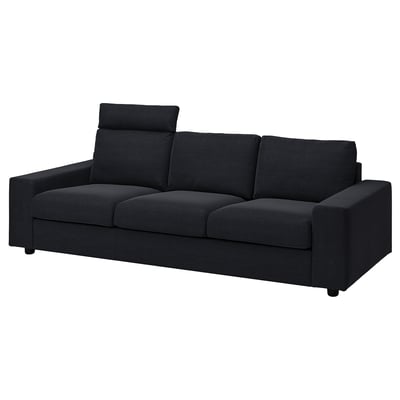 VIMLE 3-seat sofa, with headrest with wide armrests/Saxemara black-blue