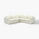 A VIMLE sectional sofa in white tweed. It has a modern, boxy design with a comfortable, low-profile. Ideal for contemporary living rooms.