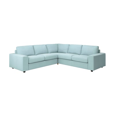 VIMLE Cover for corner sofa, 4-seat, with wide armrests/Saxemara light blue