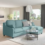 VINLIDEN 3-seat sofa with chaise longue, Hakebo light turquoise