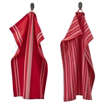 VINTERFINT Tea towel, mixed patterns red/white, 50x70 cm