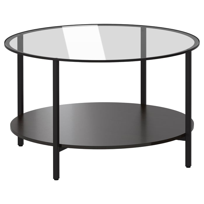 VITTSJÖ coffee table, blackbrown/glass, 75 cm IKEA