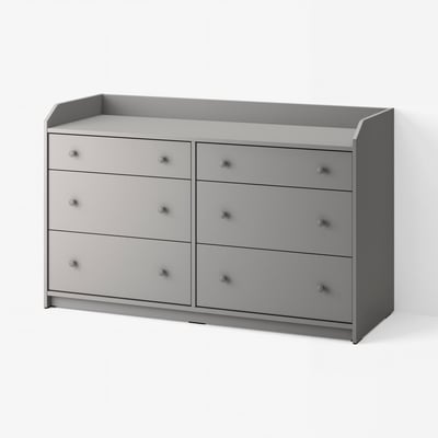 HAUGA 6-drawer dresser, gray, 54 3/8x18 1/8x33 1/8 "