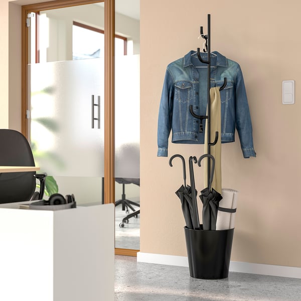 ÄLGANÄS Hat and coat stand, black, 68 1/8x13 "