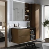 ÄNGSJÖN / BACKSJÖN Sink cab/sinks/faucet, brown oak effect/black marble effect, 49x21 1/2x28 1/4 "