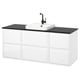 ÄNGSJÖN / BACKSJÖN Sink cab/sinks/faucet, high gloss white/black marble effect, 61x21 1/2x28 1/4 "
