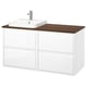 Option: ÄNGSJÖN / BACKSJÖN Sink cab/sinks/faucet, high gloss white/brown walnut effect, 49x21 1/2x28 1/4 "