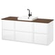 ÄNGSJÖN / BACKSJÖN Sink cab/sinks/faucet, high gloss white/brown walnut effect, 61x21 1/2x28 1/4 "