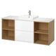 ÄNGSJÖN / BACKSJÖN Sink cab/sinks/faucet, high-gloss white/oak effect/white marble effect, 61x21 1/2x28 1/4 "