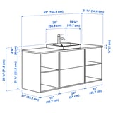 ÄNGSJÖN / BACKSJÖN Sink cab/sinks/faucet, high-gloss white/oak effect/white marble effect, 61x21 1/2x28 1/4 "