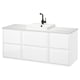 ÄNGSJÖN / BACKSJÖN Sink cab/sinks/faucet, high gloss white/white marble effect, 61x21 1/2x28 1/4 "