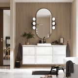 ÄNGSJÖN / BACKSJÖN Sink cab/sinks/faucet, high gloss white/white marble effect, 61x21 1/2x28 1/4 "