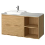 ÄNGSJÖN / BACKSJÖN Sink cab/sinks/faucet, oak effect/gray stone effect, 49x21 1/2x28 1/4 "