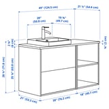 ÄNGSJÖN / BACKSJÖN Sink cab/sinks/faucet, oak effect/gray stone effect, 49x21 1/2x28 1/4 "