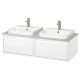 ÄNGSJÖN / BACKSJÖN Sink cab/sinks/taps, high gloss white/gray stone effect, 49x21 1/2x16 1/4 "