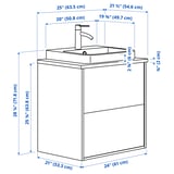 ÄNGSJÖN / BACKSJÖN Sink cab w drawers/sink/tap, high gloss white/gray stone effect, 25x21 1/2x28 1/4 "