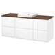 ÄNGSJÖN / BACKSJÖN Vanity, high gloss white/brown walnut effect, 61x21 1/2x28 1/4 "