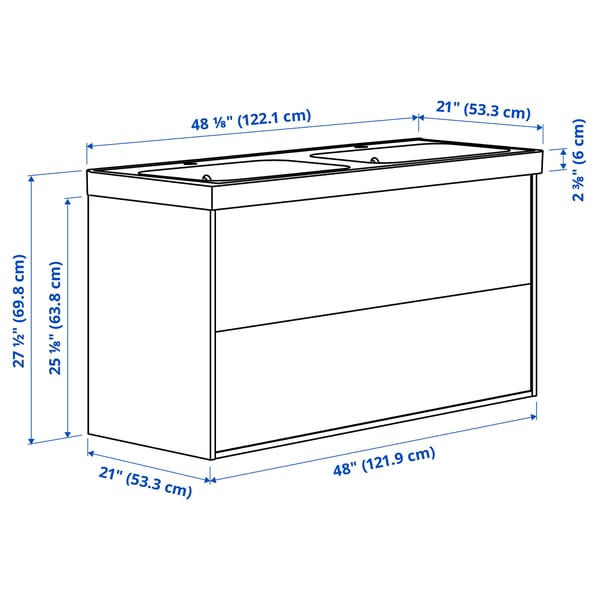 Illustration with measurements for the product: ÄNGSJÖN.