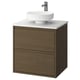 ÄNGSJÖN / LERSJÖN Sink cab w drawers/sink/tap, brown oak effect/white marble effect, 25x21 1/2x31 3/8 "