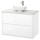 ÄNGSJÖN / LERSJÖN Sink cab w drawers/sink/tap, high gloss white/white marble effect, 37x21 1/2x31 3/8 "